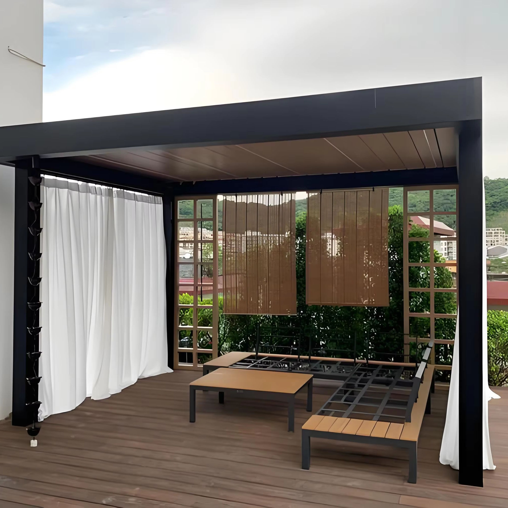 Outdoor Furniture Gazebo - شرفة فاخرة من سبائك الألومنيوم المطلية