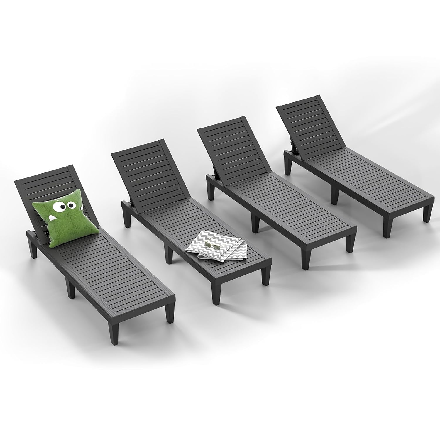 Outdoor Furniture Lounge Set - مجموعة من 4 كراسي استرخاء قابلة