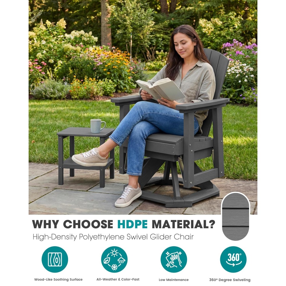 Outdoor Furniture Hdpe - كرسي أديرونداك الدوار المتحرك، مجموعة من