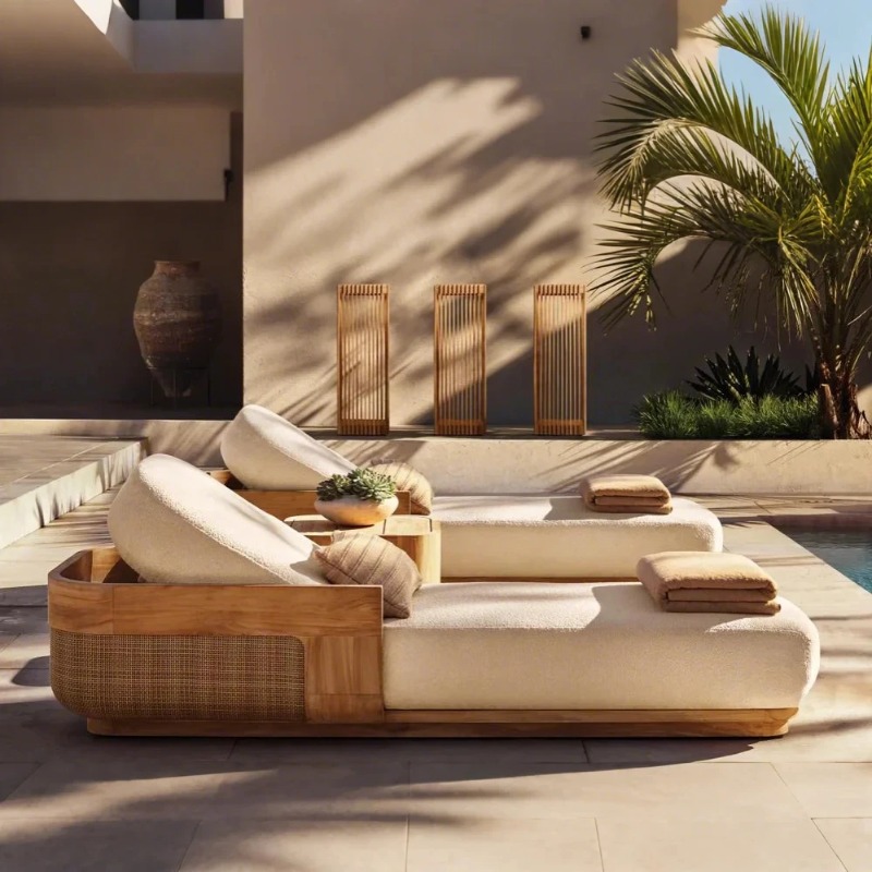 مجموعة كراسي استلقاء وسرير نها - مراجعة Outdoor Furniture Lounge Set وسعره