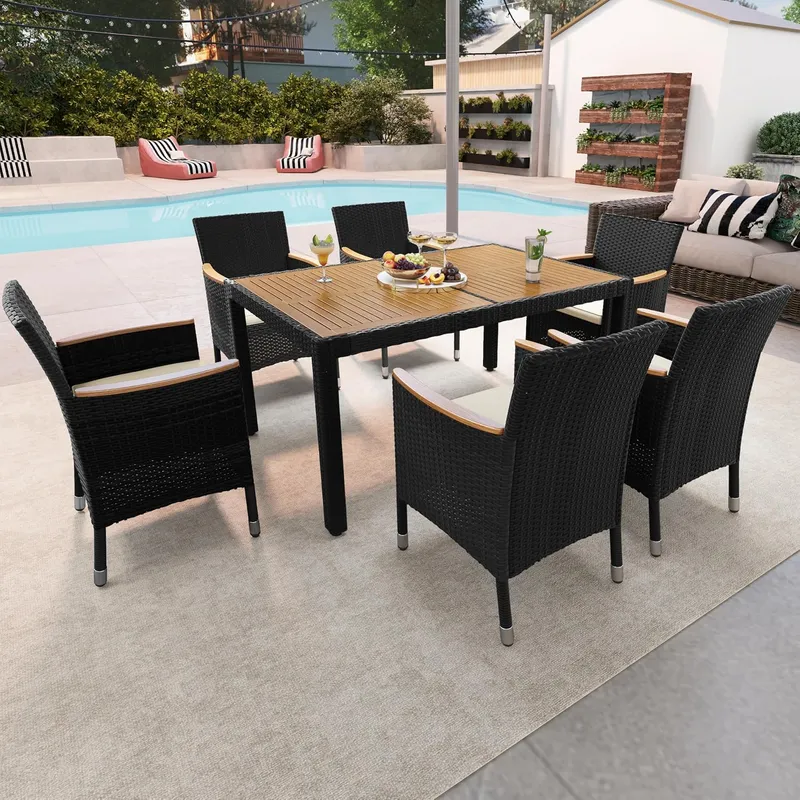 طقم أثاث فناء مكون من 7 قطع، ط - مراجعة Outdoor Furniture Dining Set وسعره