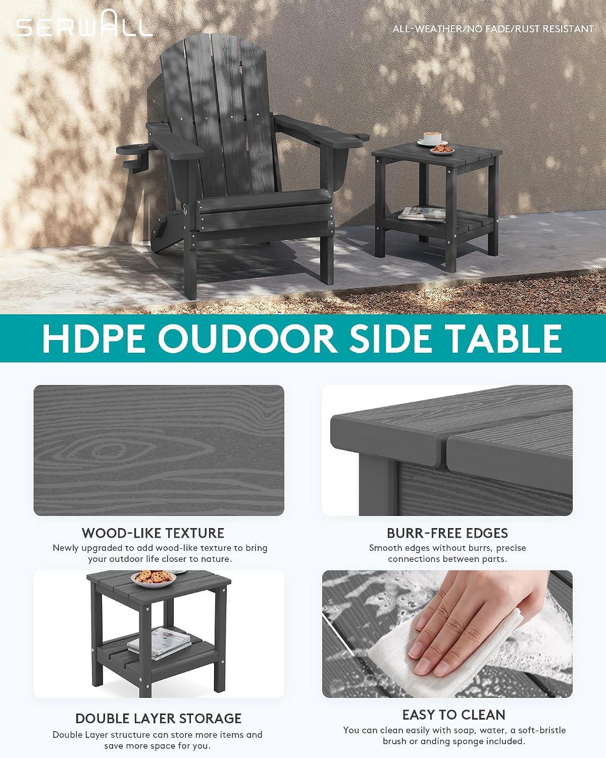 طاولة جانبية خارجية من البولي  - مراجعة Outdoor Furniture Hdpe وسعره