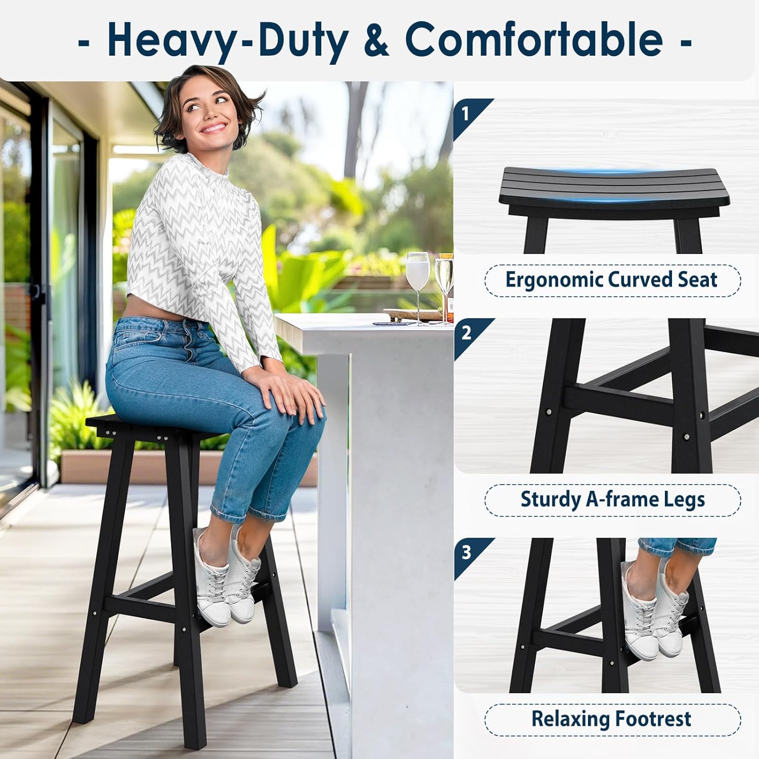 مجموعة من كرسيين للبار خارجيين - مراجعة Outdoor Furniture Hdpe وسعره