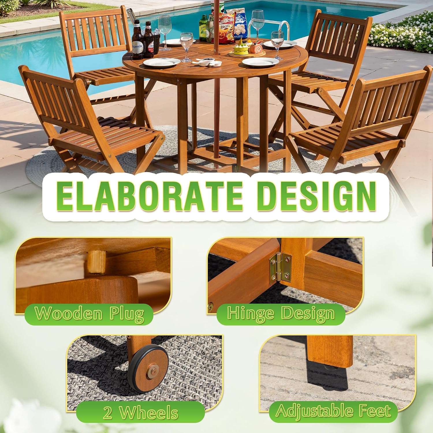 طقم أثاث طعام خارجي من 5 قطع،  - مراجعة Outdoor Furniture Dining Set وسعره