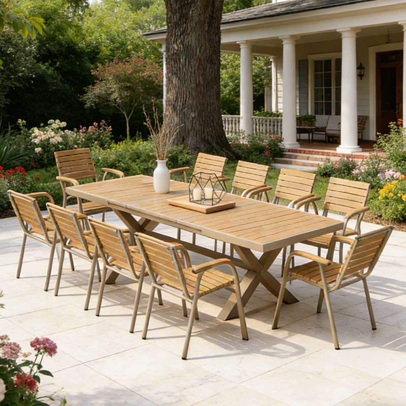 طقم طعام خارجي حديث بإطار ألوم - مراجعة Outdoor Furniture No Cushions وسعره