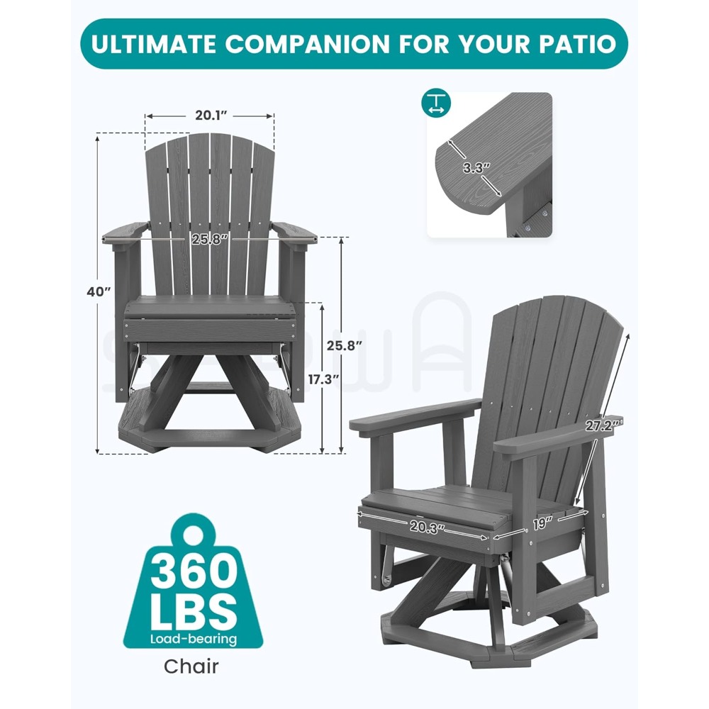 كرسي أديرونداك الدوار المتحرك، - مراجعة Outdoor Furniture Hdpe وسعره
