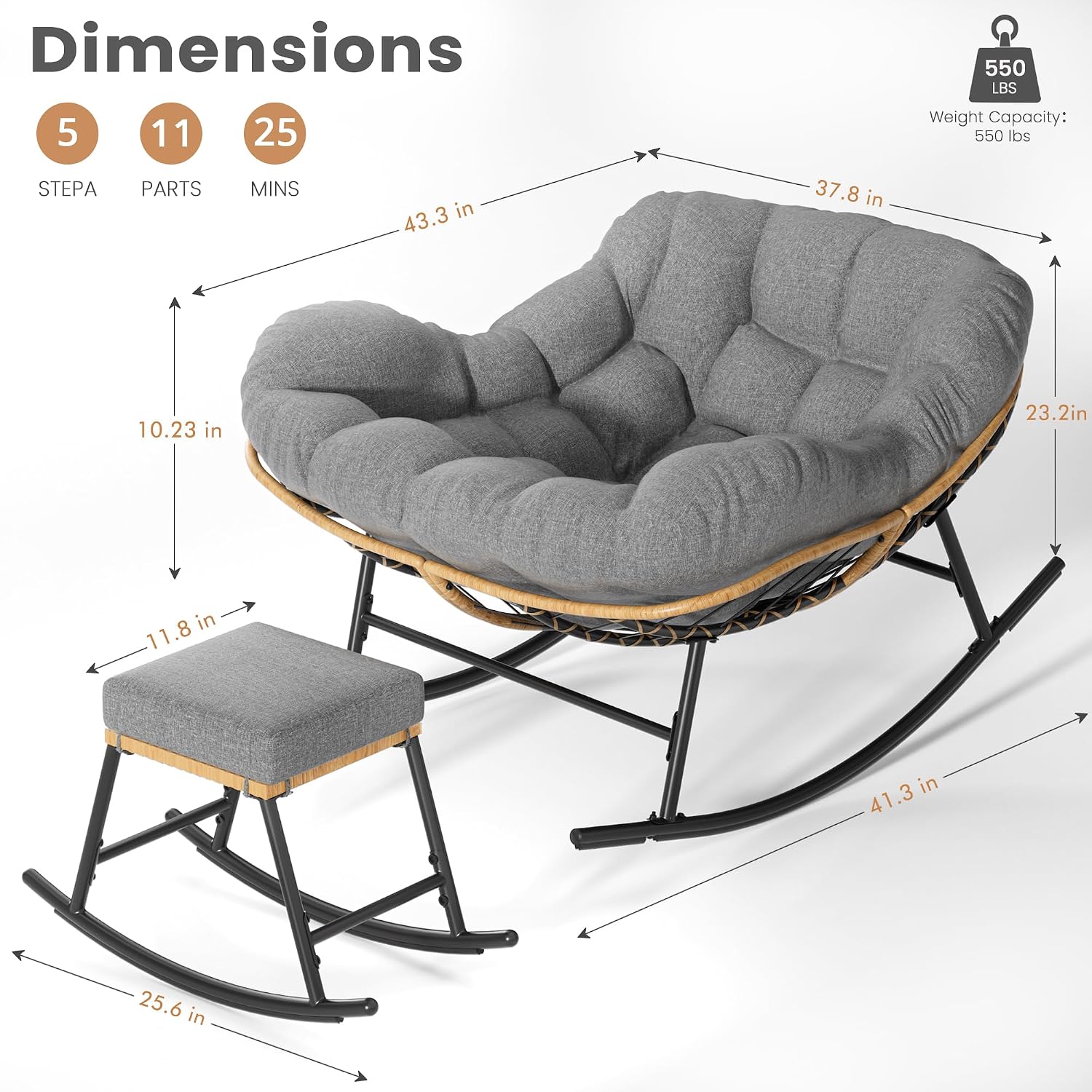 كرسي هزاز باباسان كبير الحجم م - مراجعة Outdoor Furniture No Cushions وسعره