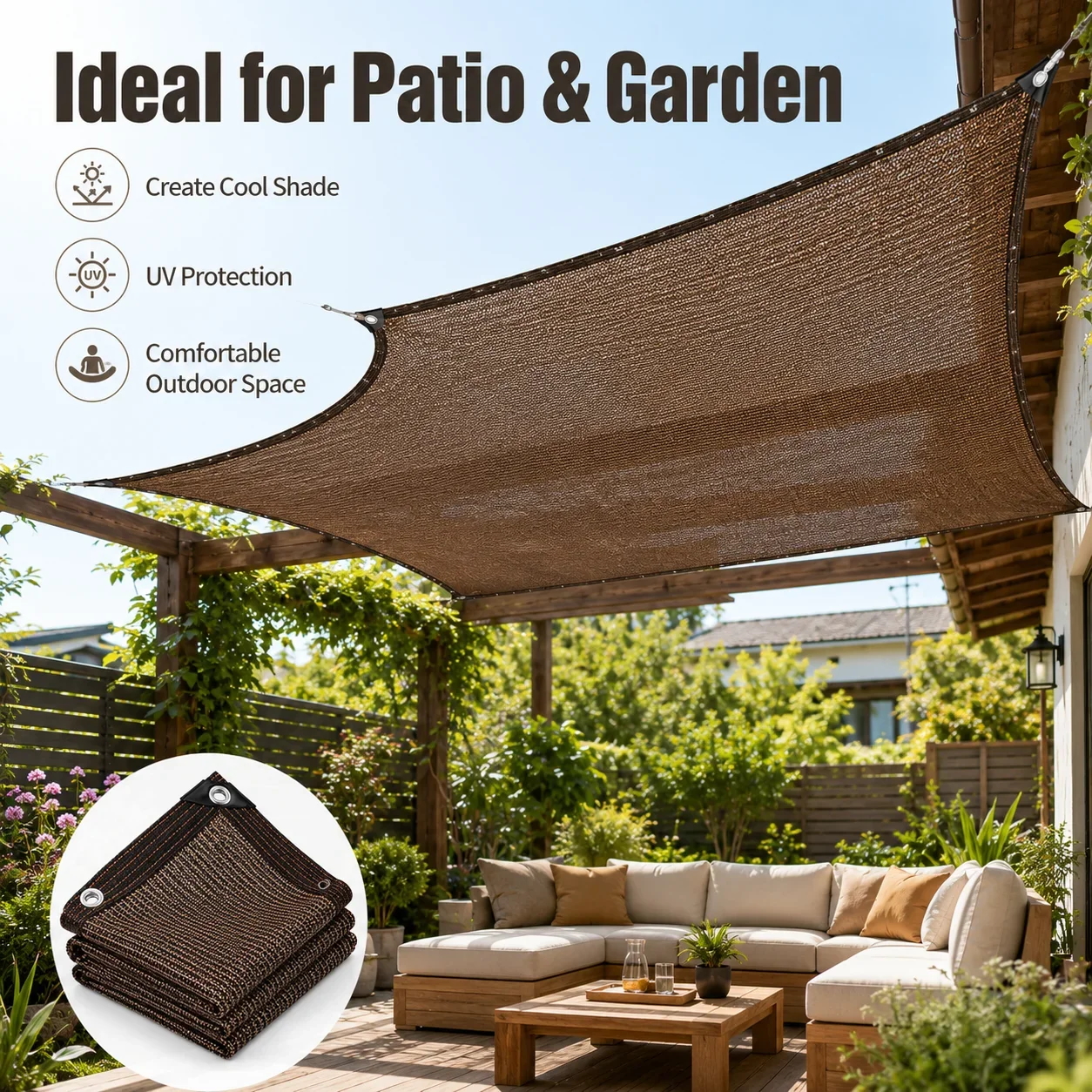 شبكة تظليل كبيرة للفناء - لون  - مراجعة Outdoor Furniture Hdpe وسعره